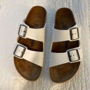 Birkenstocks white, excellent condition, manmade upper material